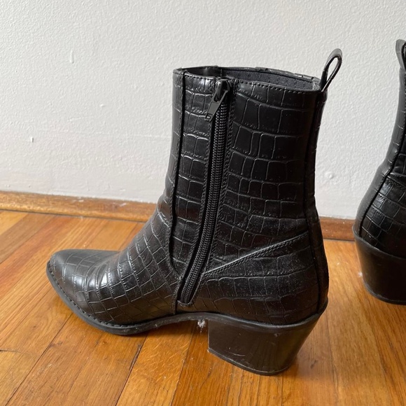 Black Croc Skin Boots - Picture 2 of 7
